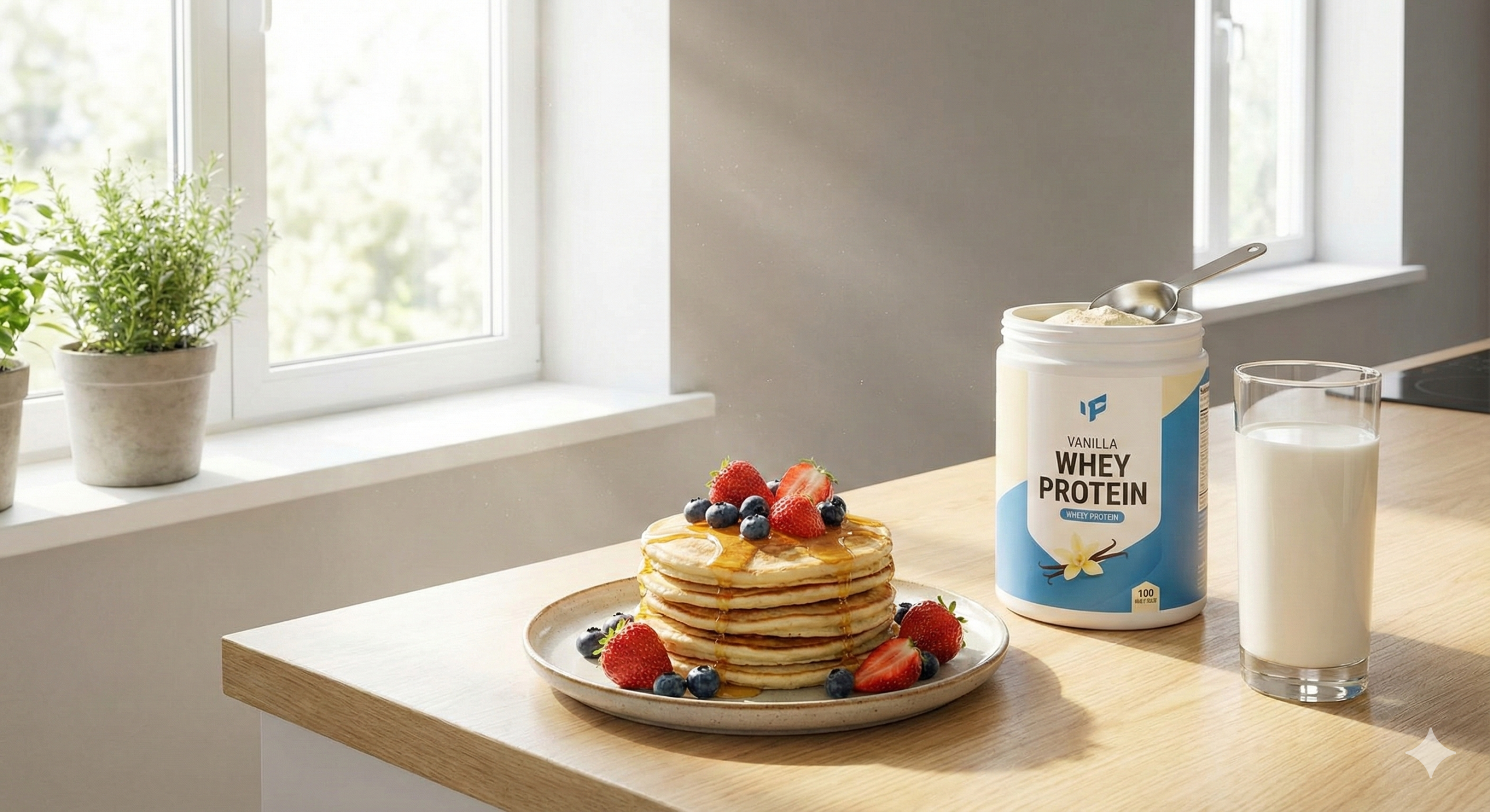 Imagen de pancakes hechos con proteína whey.
