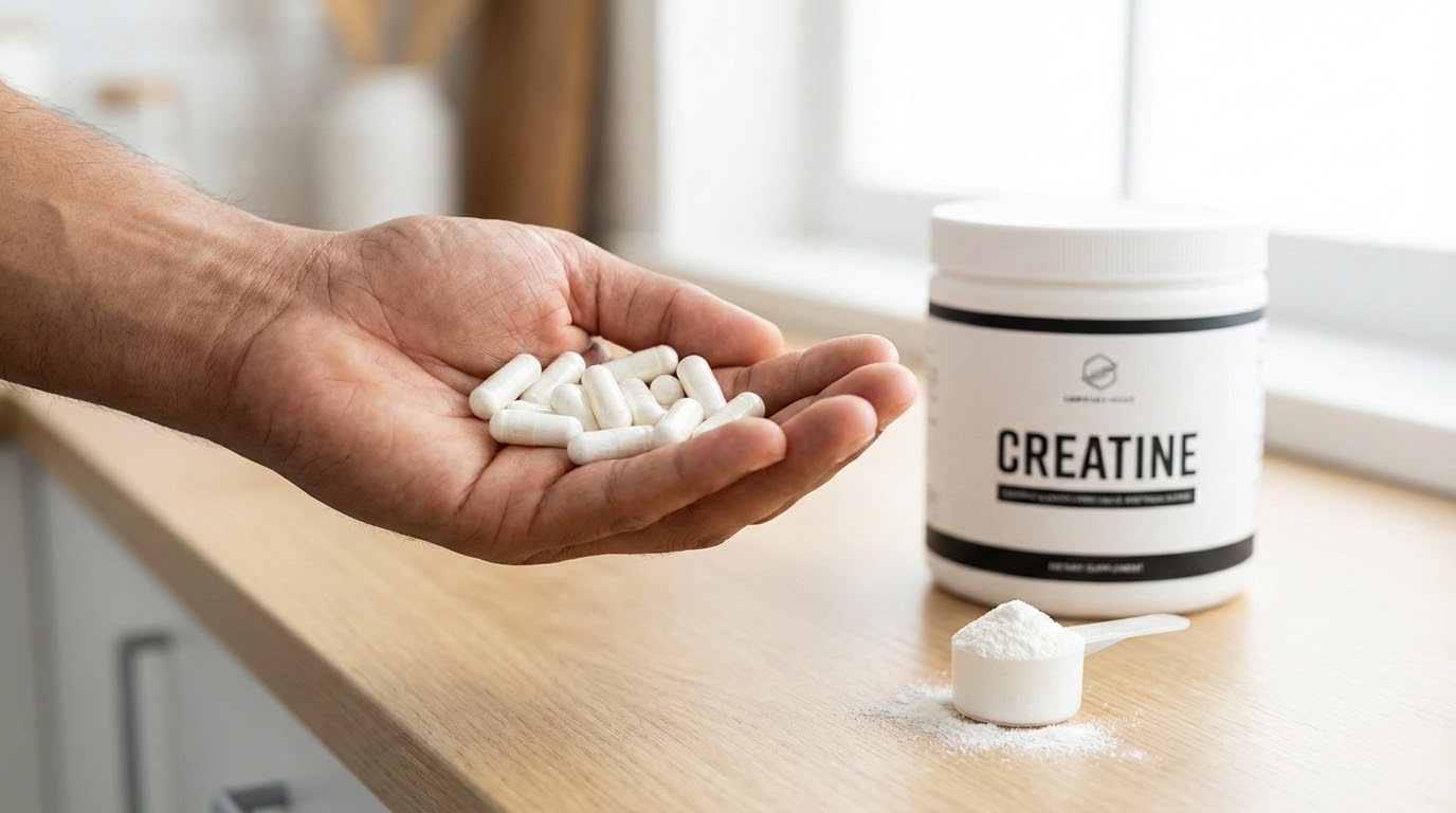 Bote de creatina genérico o en pastillas