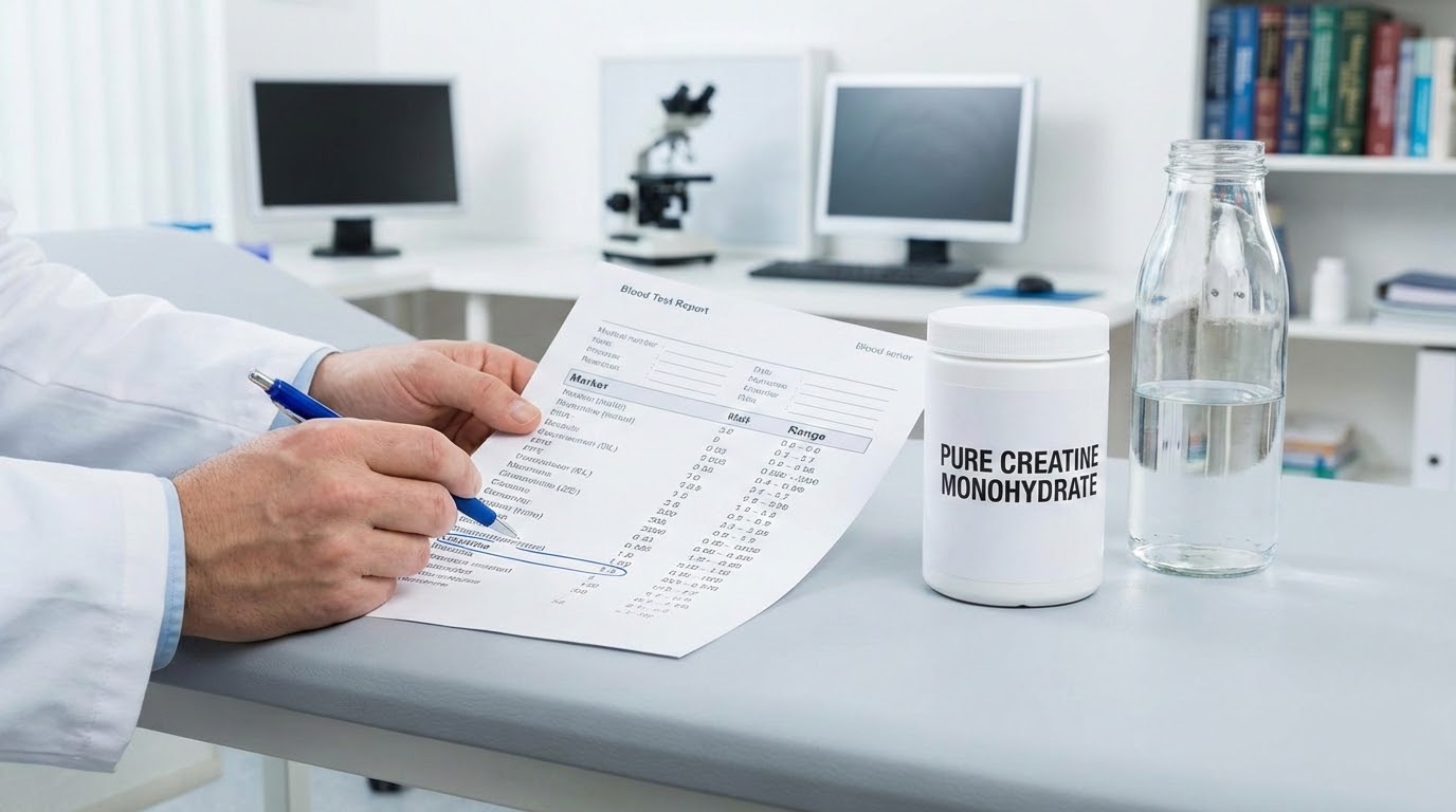 Doctor haciendo análisis sobre la creatina